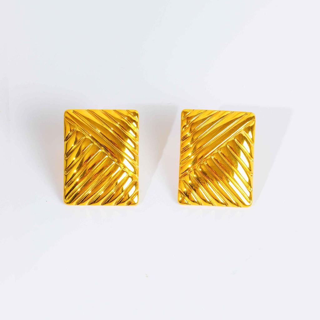 European & American Style Geometric Square Earrings - Stainless Steel, Trendy Titanium Steel Jewelry