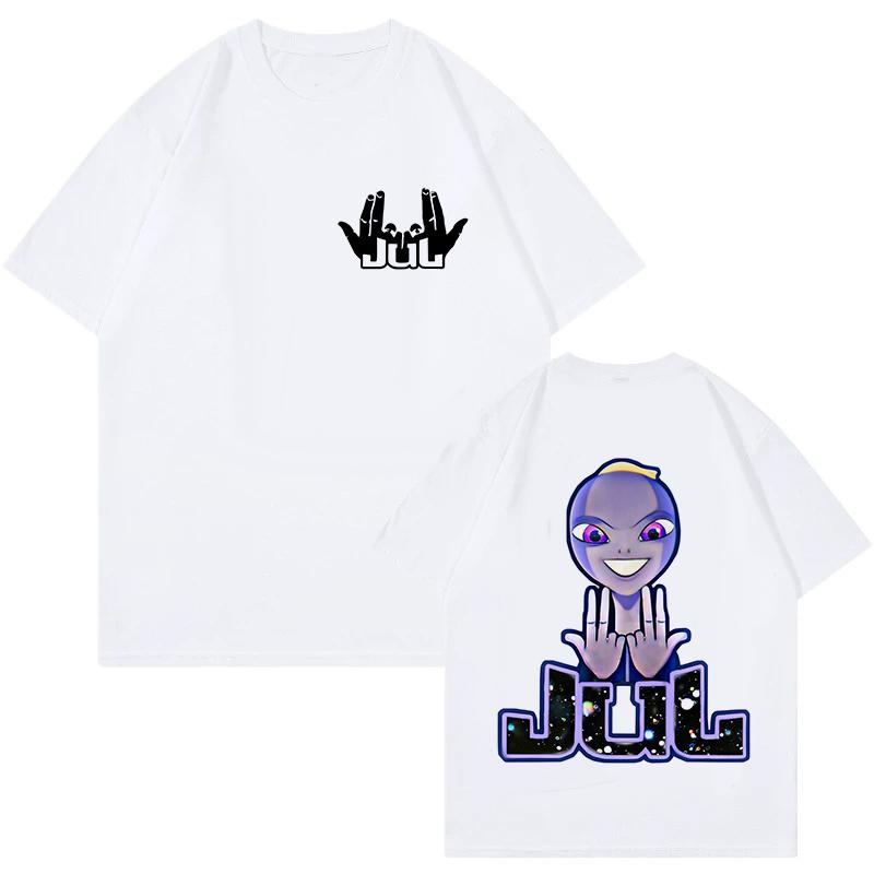 Rapper Jul Gesture Logo Printed Tshirt Unisex and Women Summer Cotton Y2K Clothing Hip Hop Fashion Short Sleeve Tops Streetwear