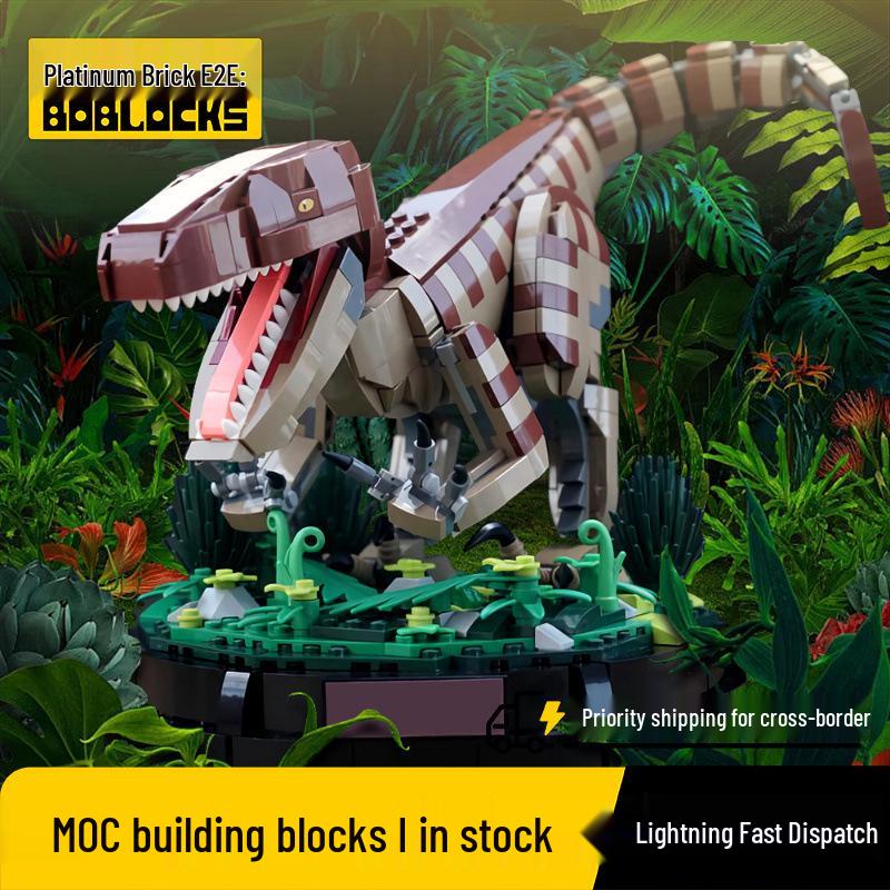 Jurassic Velociraptor Sculpture Building Blocks - Boy s Gift Collection, Small Particle Assembly Model Jurassic Velociraptor Sculpture