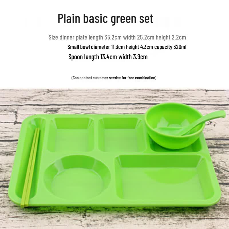 Rectangular Melamine 6-Compartment Cafeteria Tray