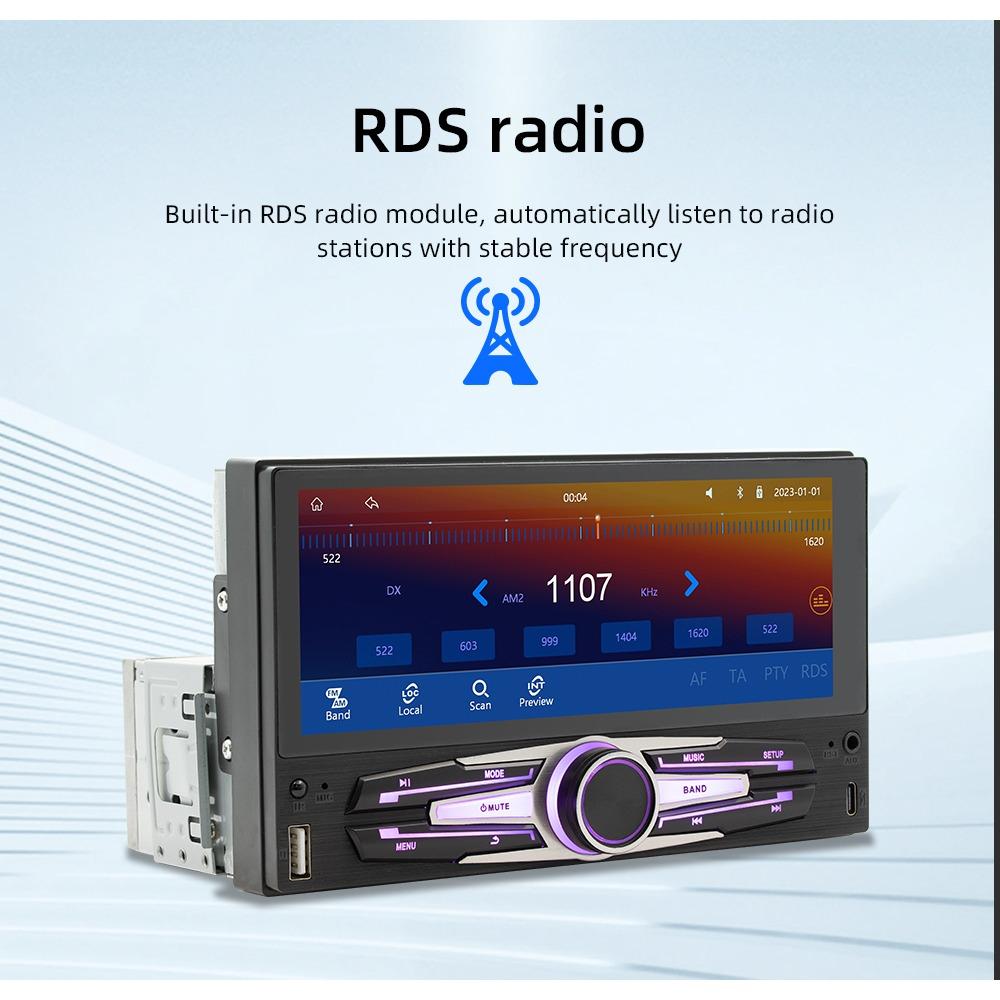 7-calowy samochodowy odtwarzacz MP5 z ekranem dotykowym i ekranem dotykowym 1 Din Radio samochodowe Carplay i Android Auto do uniwersalnego odtwarzacza multimedialnego radia samochodowego