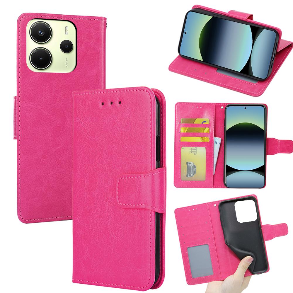 For Xiaomi Redmi Note 14 4G (163.25mm) Case Wallet PU Leather+TPU Folding Stand Phone Cover