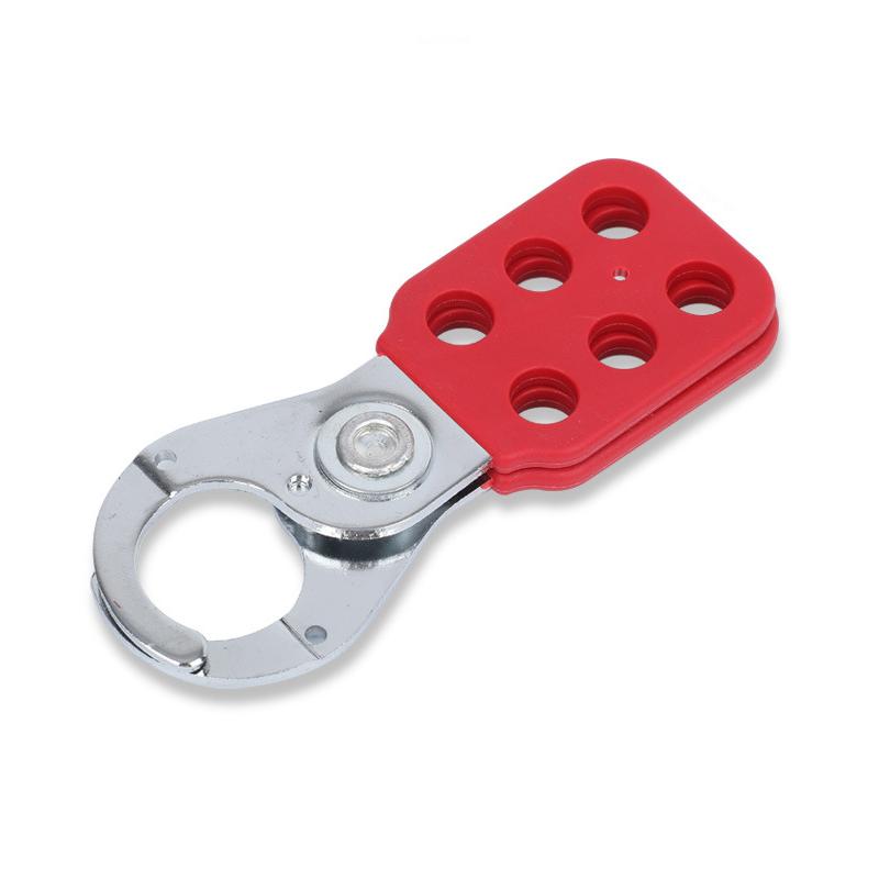 Red Industrial Safety Lockout Hasps Six Hole Steel Lock Steel Hook with Plastic Coated Body Hardware