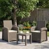 Garden Recliner Rattan Look 2 Pcs Light Gray and Cream PP