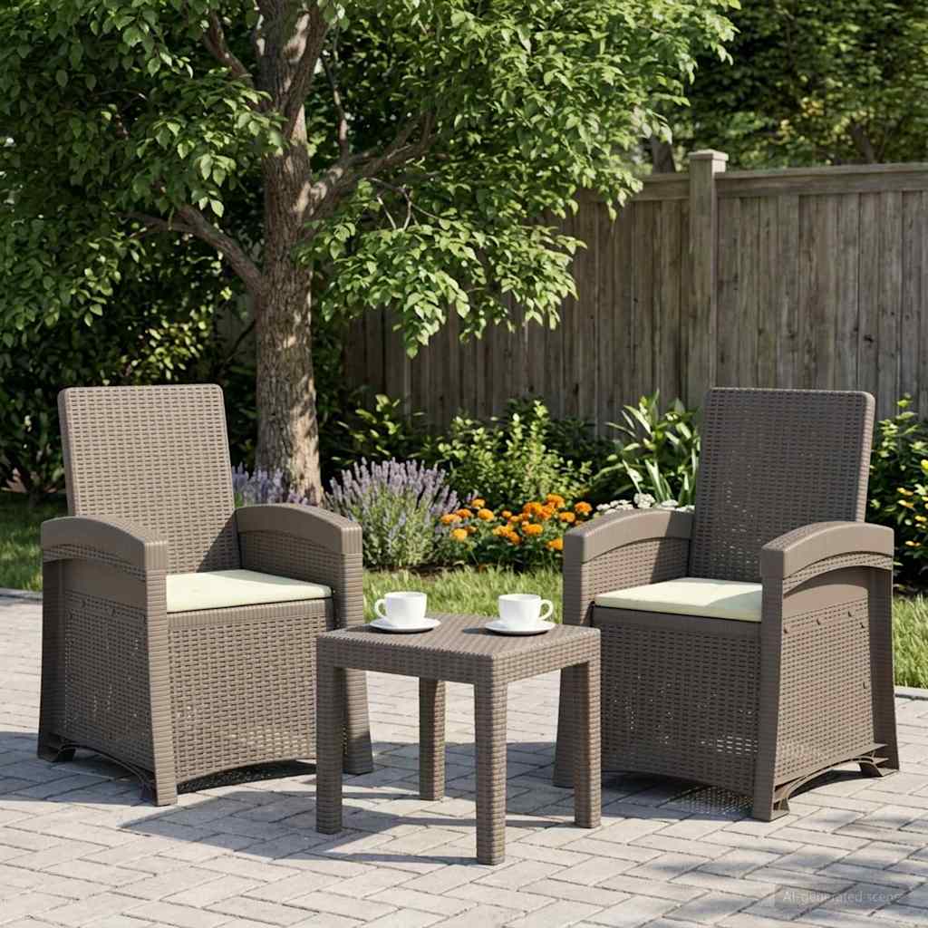 Garden Recliner Rattan Look 2 Pcs Light Gray and Cream PP