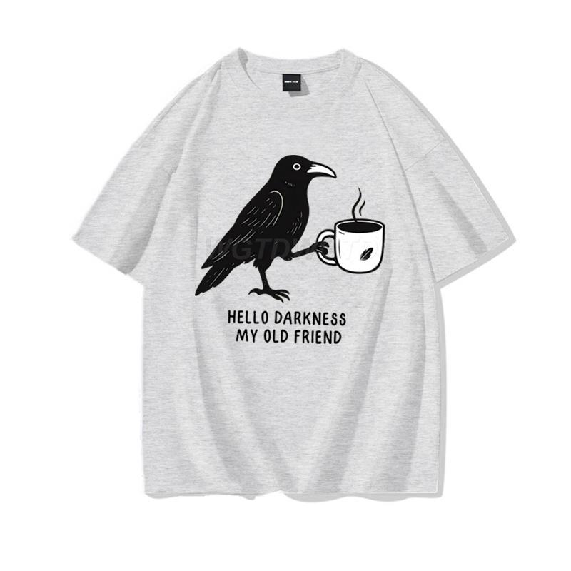 Raven Crow Coffee Shirt for Women Unisex Funny Gift for Coffee Lover Cotton Tshirt Womens Unisexs Oversized Comfort Colors Tee Top