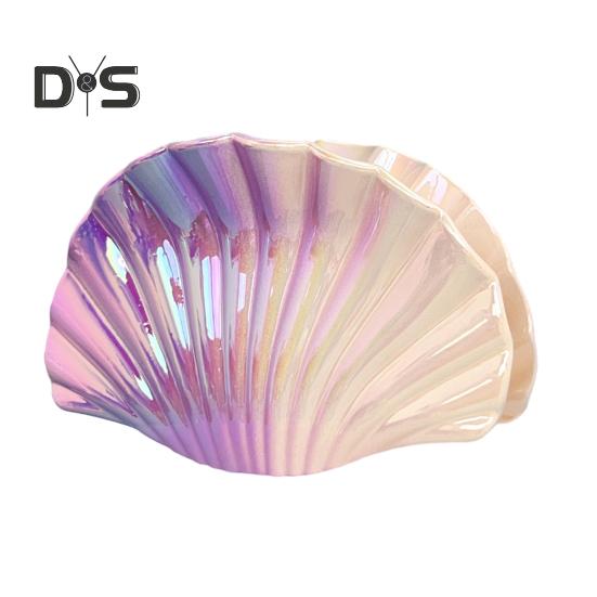 Haarspange Farbverlauf Hohles Design Muschelform Haarklammer Kunststoff Harz Material Starker Halt Hinterkopf Haarklammer