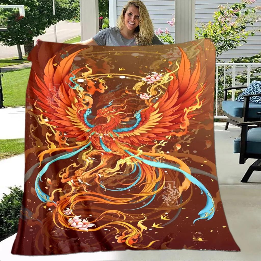 Inferno Phoenix Series digitalprinted polyester Bedroom velvet flannel cover blanket Fleece soft sofa cover blankets for beds