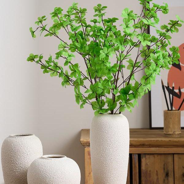 Large Retro Ceramic Floor Vase for Flower Arrangements - High-Temperature Porcelain Pottery for Living Room or Entrance.