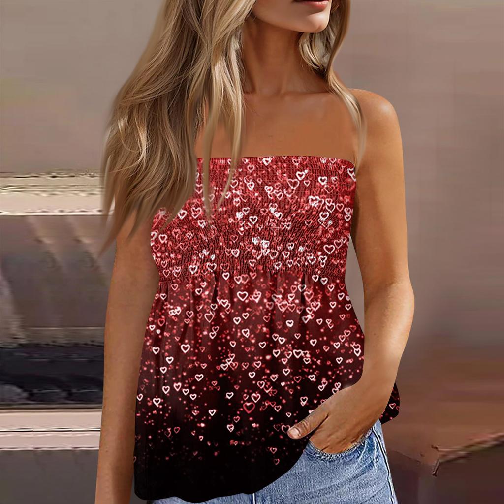 Tube Tops For Women,Cute Sexy Off Shoulder Print Sleeveless T,Shirt