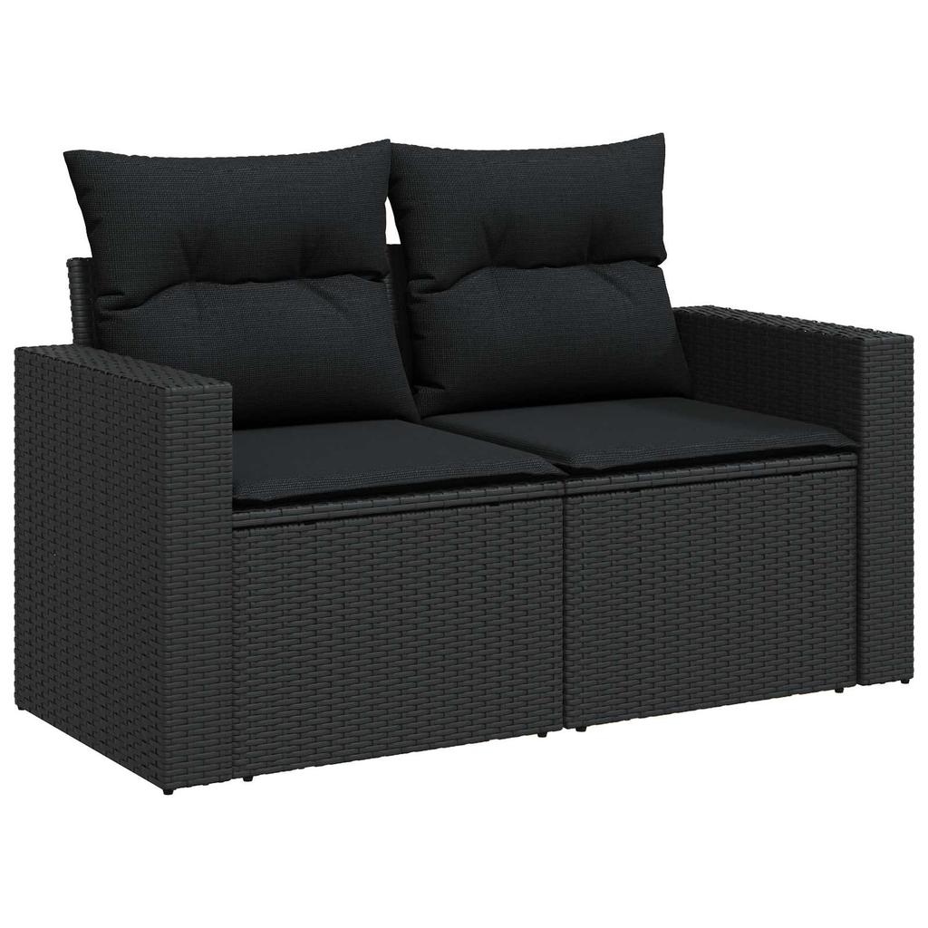 Garden Sofa Set with Cushions 13 pcs Black Poly Rattan