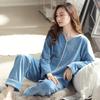 Pyjama Damen Herbst und Winter Insel Fleece Langarm Dünnes Fleece Winter Korallenfleece Warm Lässig Flanell Loungewear Set
