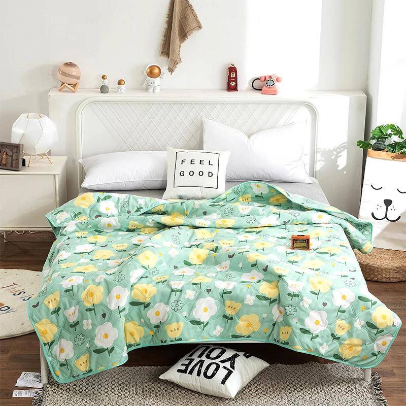 Factory Price Silk Blanket Silky Cooling Thin Quilt Summer Blanket Can  Machine-wash Single/Queen/King Size