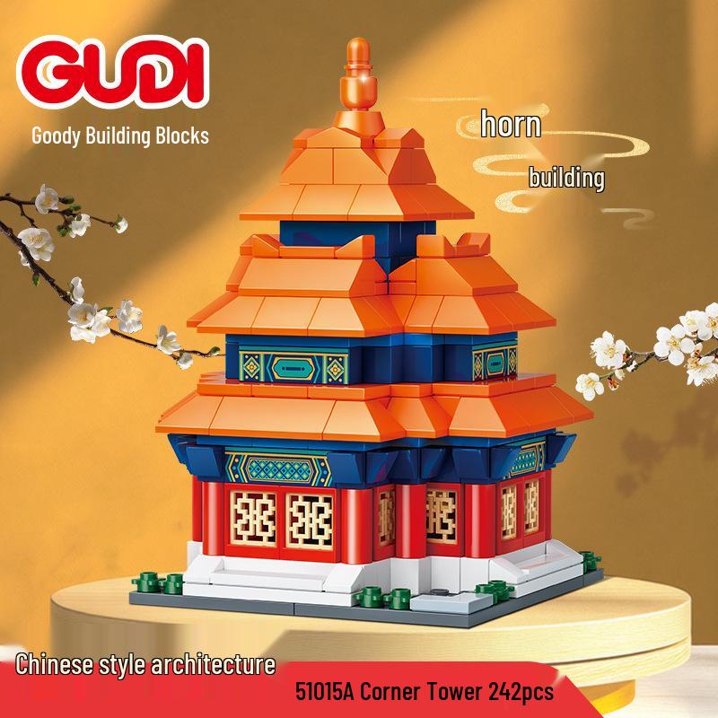 Gudi Children s Educational Temple of Heaven Building Blocks Toy - Architecture Clock Tower Street Scene Puzzle Gift for Boys
