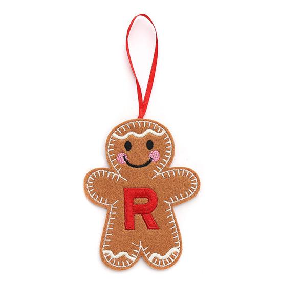 Gingerbread Man Ornaments Initial Alphabet Monogram Gingerbread Hanging Ornament Family Name Letter Xmas Tree Decor