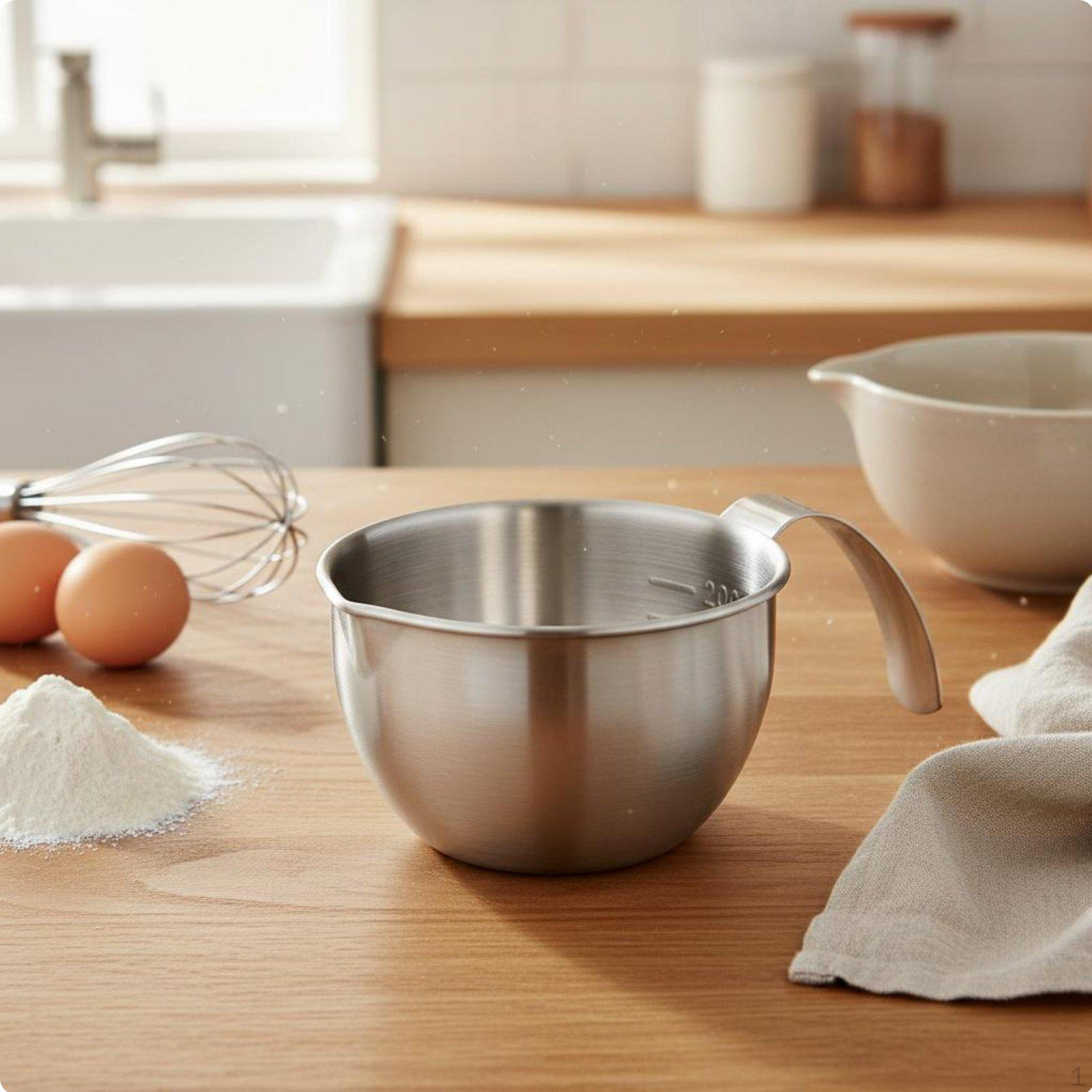 Stainless Steel Mixing Bowl Internal Measurement Markings Spouted Measuring Cup Food Grade Graduated