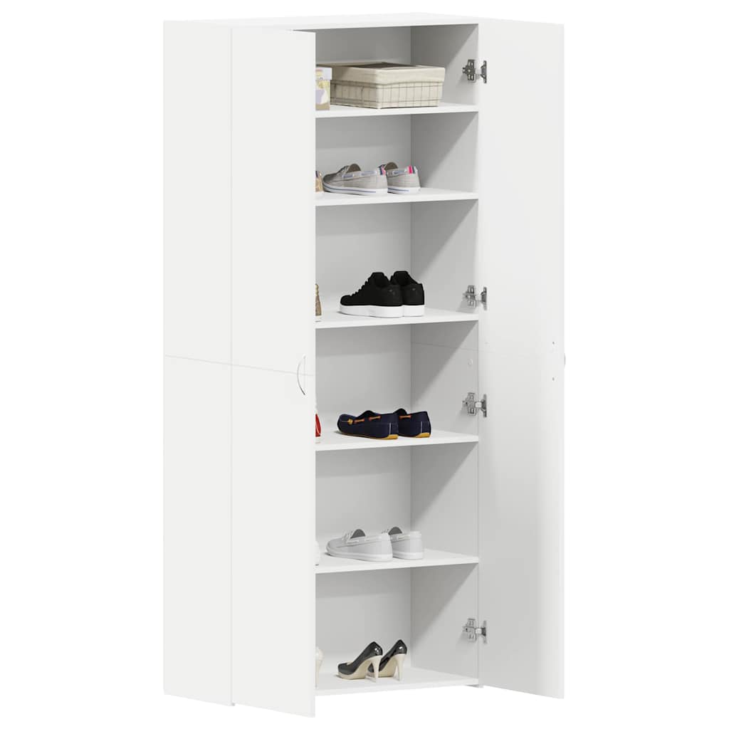 Shoe Cabinet with Shelf White 80 X 35.5 X 180 Cm Particleboard