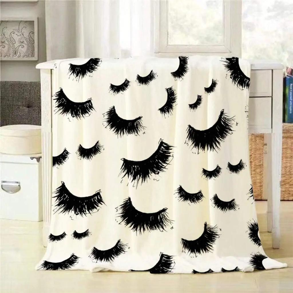 Abstract Closed Eyes Cute Eyelashes Blanket Lightweight Blankets All Season Throw Blanket for Couch Bed Soft Flannel Blanket