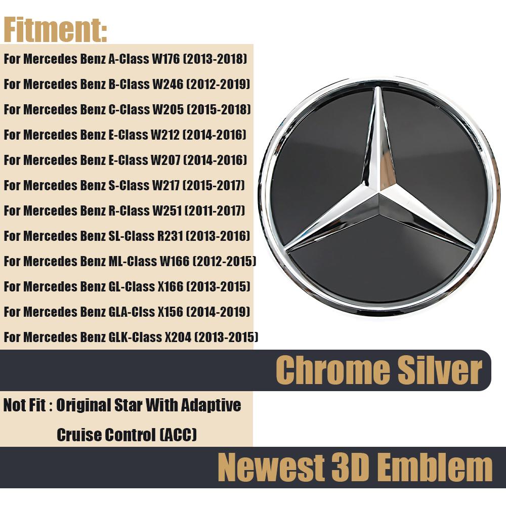 

car Front Grille Badge emblem For Mercedes Benz A B C E S R SL ML GL GLA GLK-Class Illuminated Star Emblem