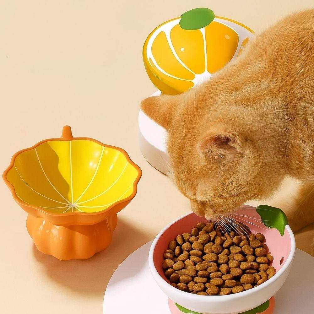 High Foot Ceramic Raised Cat Bowl Hand Painted Pet Food Bowl Anti Vomiting Cat Bowl  For Dog Cat