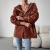 Ladies Spring Autumn Casual Long Sleeve Drawstring Hooded Zipper Solid Color Cardigan Hoodies Sweatshirt Top