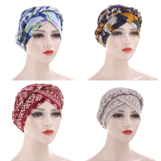 Elastic Women Tie Dye Braid Muslim Turban Hat Hijab Cap Hair Scarf Headwear