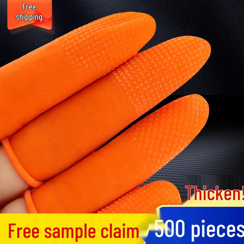 Orange Thickened Latex Finger Protectors - Disposable, Anti-Slip, Anti-Static, 500g for Beauty & Money Counting.