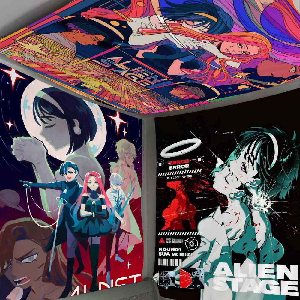 Alien Stage Anime Tapestry Art Printing Japanese Wall Tapestry Anime Wall Hanging Home Decor