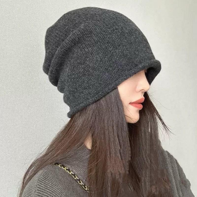 

Dui Dui Hat Autumn and Winter Pure Wool Hat Knitted Confinement Hat Large Head Circumference Men and Women Style Baotou Cold Hat Trendy One Size