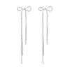 European and American exaggerated metal bow fringed stud earrings women's s111 silver needle fashion personality temperament long earrings