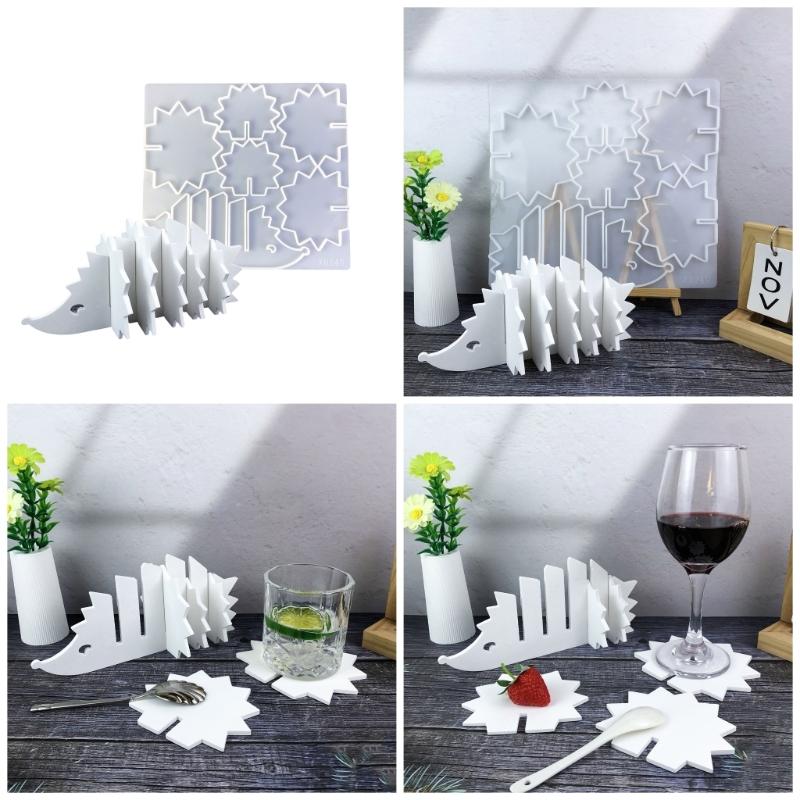 Stylish Lovely Hedgehog Coaster Mould in Sturdy Silicone Materials Portable for Household and Office Supplies Use