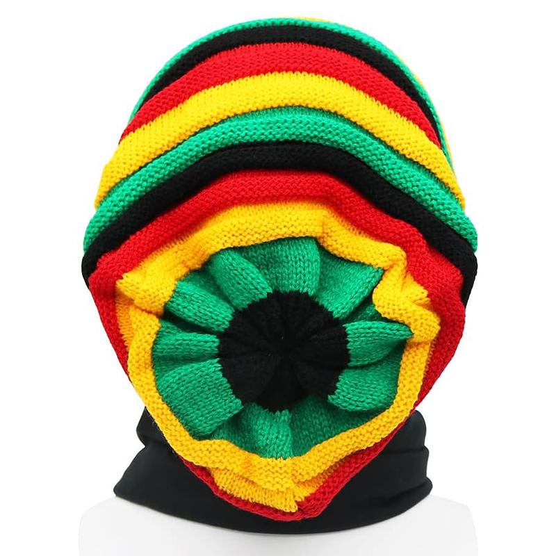 New Unisex Knitted Beanie CapJamaica Rainbow Striped Beanies Hats Winter Warm Hip Hop Punk Reggae Skull Hat Rasta Style Gorro