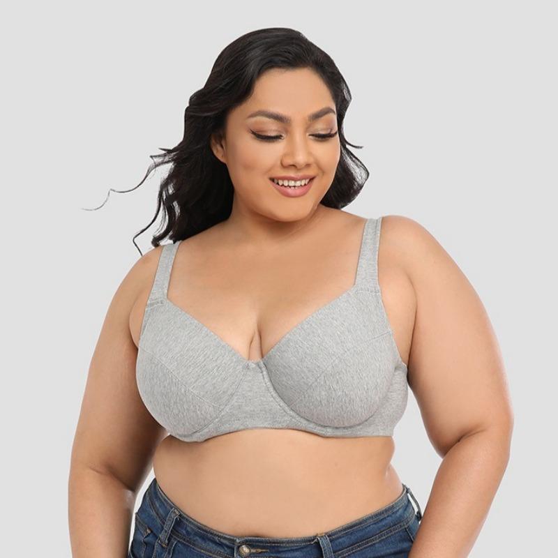 Ultra-thin Fine Cotton High-quality Wide Shoulder Straps Steel Ring Plus Size Bra European and American Printed Underwear