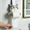 Toilet Paper Holder, Cat Shape Wall Mounted No Drilling Rack, with Phone Holder Multi-Purpose Bathroom Organizer