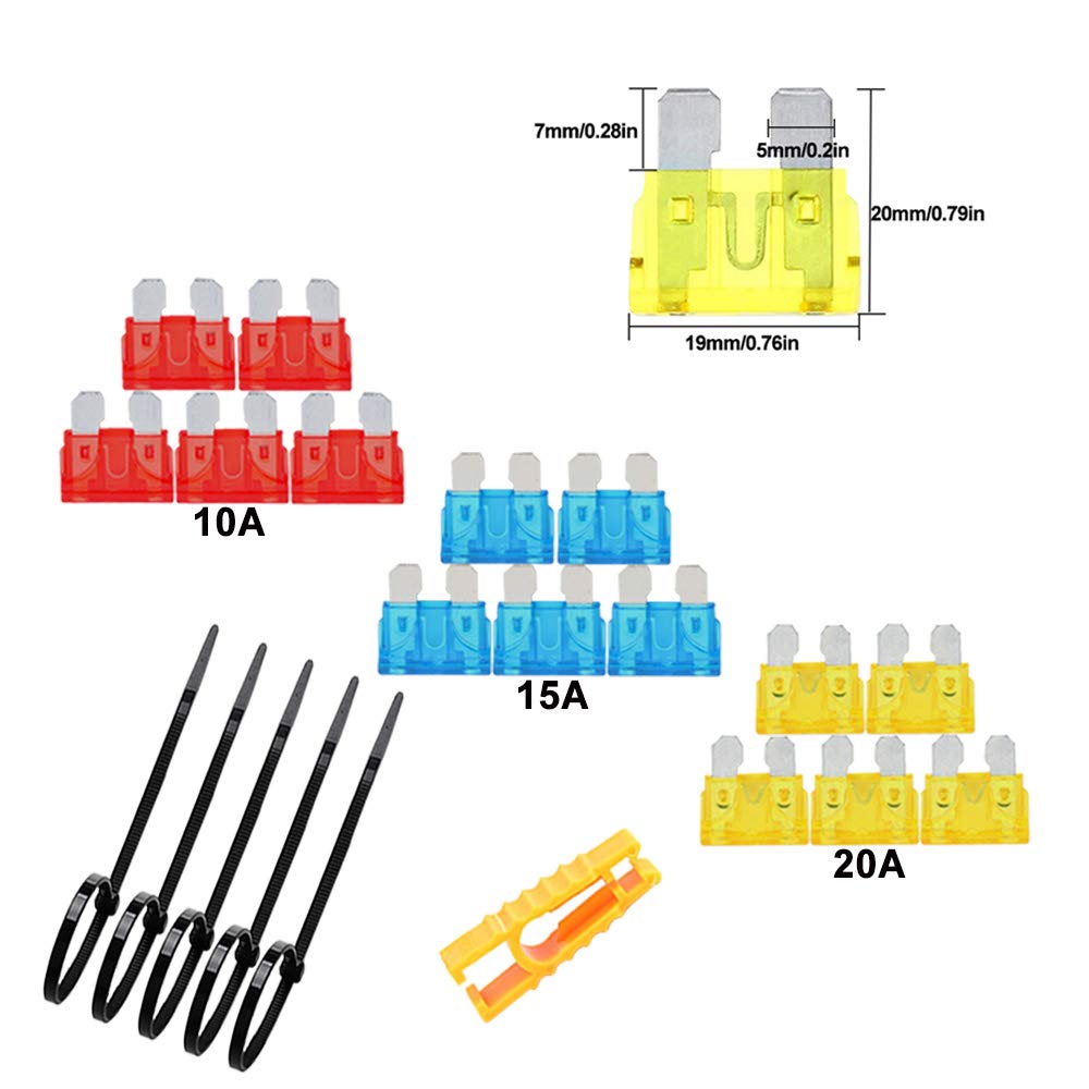 FULARR® 5pcs Premium ACU Medium Car Waterproof In-Line Fuse Holder, 16 AWG Wire Harness,