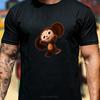 Cute Cheburashka Monkey T Shirt Unisex Russian Cartoon Cyrillic Text Art Print Cotton Animation Lover Outdoor Casual Tee