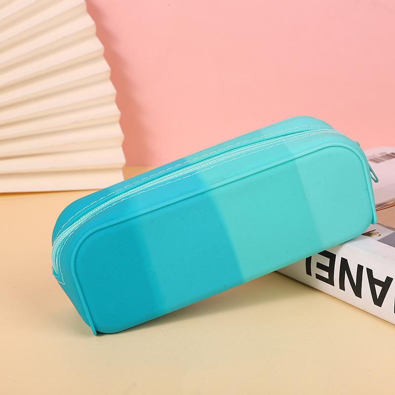 Colorful Silicone Pencil Case Waterproof Large Capacity Pouch Pen Bag Korean Aesthetic Stationery for Girls Kids School Supplies