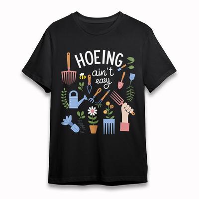 Women's Oversize T-Shirt Mens Womens Tees Top Gardening Tools Floral Botanic Tee Cotton Short Black
