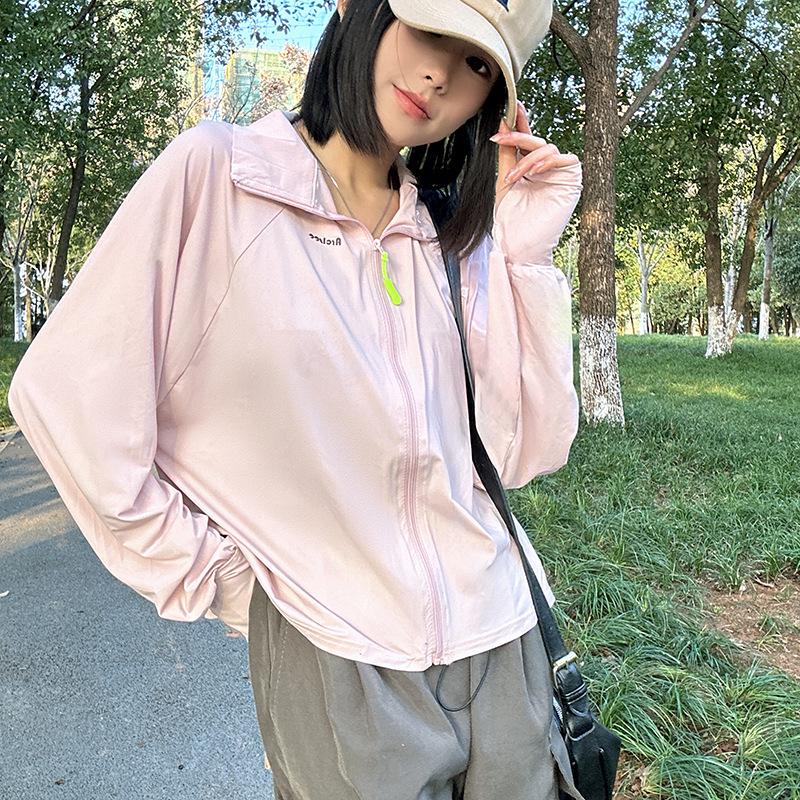 Luochi Women s Summer UV Protection Ice Silk Loose Stand Collar