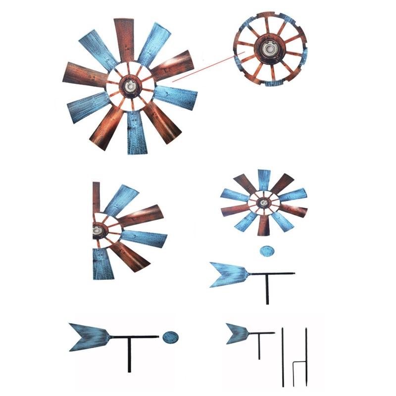 Outside Colorful Iron Spinner for Garden and Yard Decoration Wind Spinner Outdoor Bird Device Windmill Outdoor