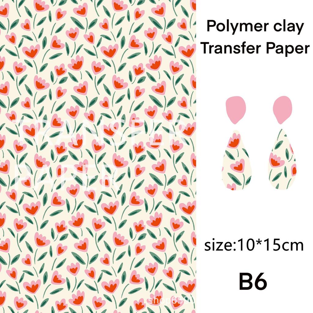 2 Stück weiches Keramik-Transferpapier der Serie „Naturblumen“ – geeignet für die Herstellung von handgefertigten DIY-Ohrringen und Schmuck