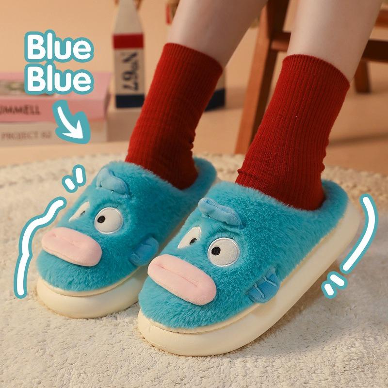 Cotton slippers female cute cartoon bag head non-slip wool slippers winter warm thick-soled confinement shoes