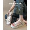 Sheepskin version~ thick-soled height-increasing sandals for women's summer wear 2025 new summer fashion high-end French cool slippers