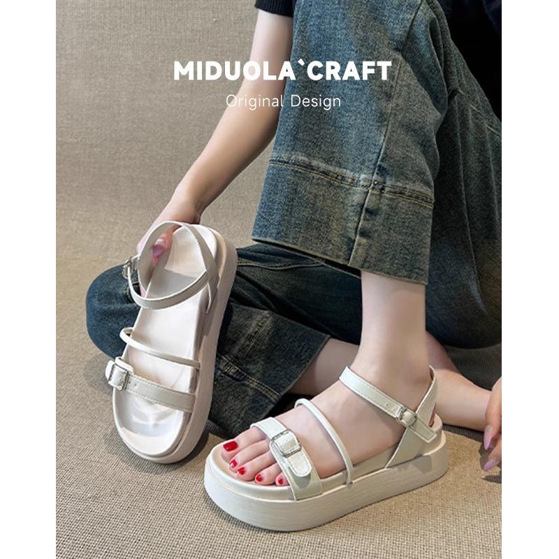 Sheepskin version~ thick-soled height-increasing sandals for women's summer wear 2025 new summer fashion high-end French cool slippers