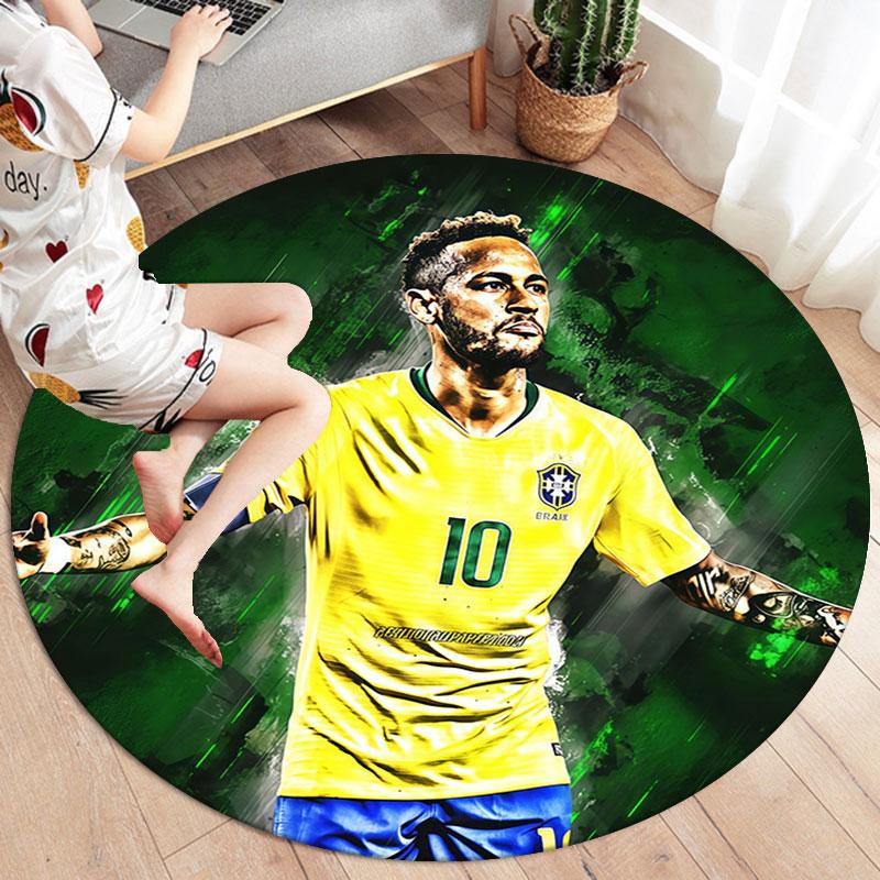 Neymar Round Area Rug,Carpet Rug for Living Room Bedroom Sofa Playroom Decor,Non-slip Floor Mat