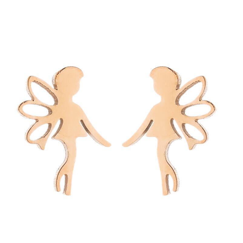 Stainless Steel Hip-Hop Punk Smiley Face & Cupid Angel Earrings