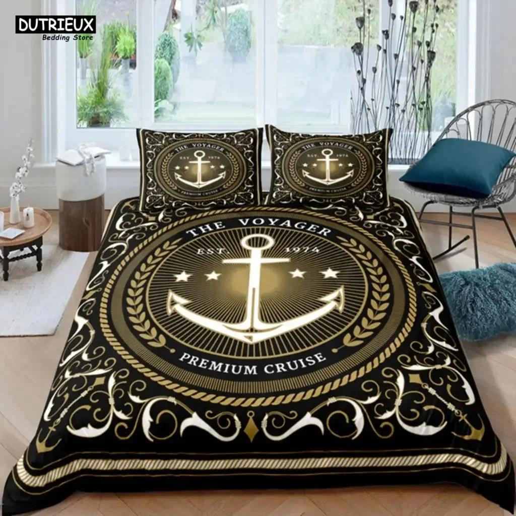 

Luxury 3D Nautical Anchor Bedding Set Bedroom Soft Modern Bedspreads Comefortable Kids Duvet Cover Quilt Cover And Pillowcase EU Single(135*200cm)3pcs