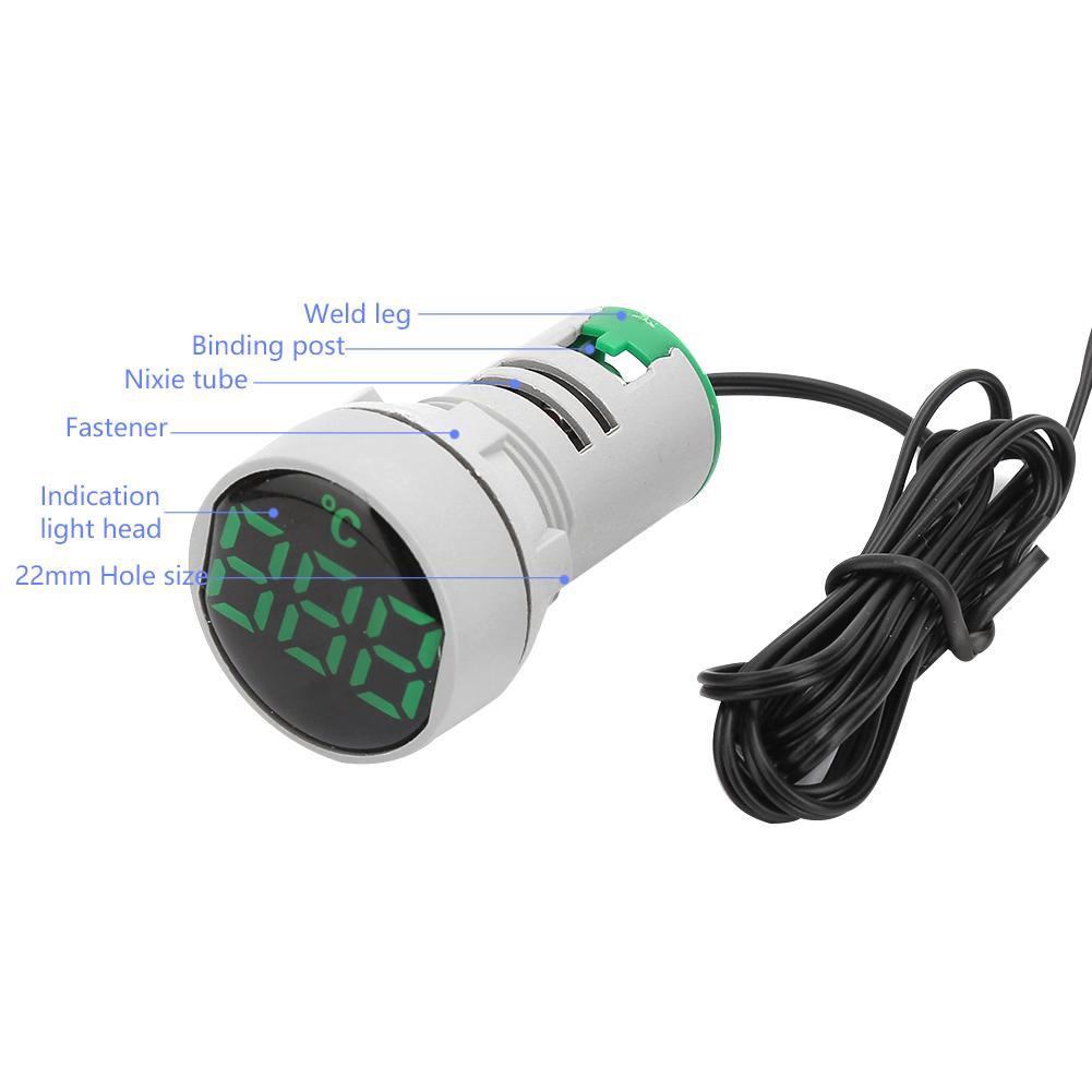AC 50 380V Temperature Indicator Light LED Digital Displayed Thermometer 20 199 Celsius (Green)