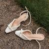French girl bow pearl bag head single shoes women's heel thick heel retro Mary Jane shoes 2025 new sandals