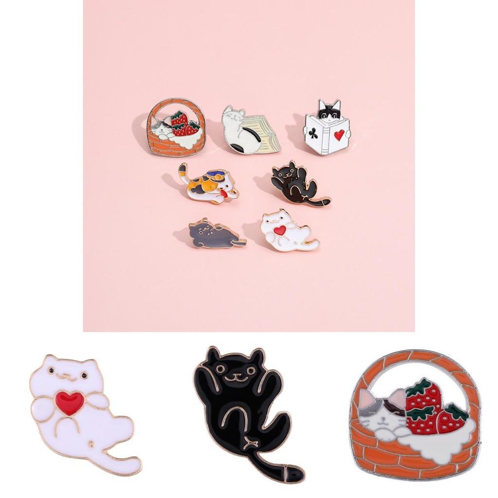 Enchanting Design Cat Alloy Brooch Colorful Cartoon Figure For Personalized Gifts